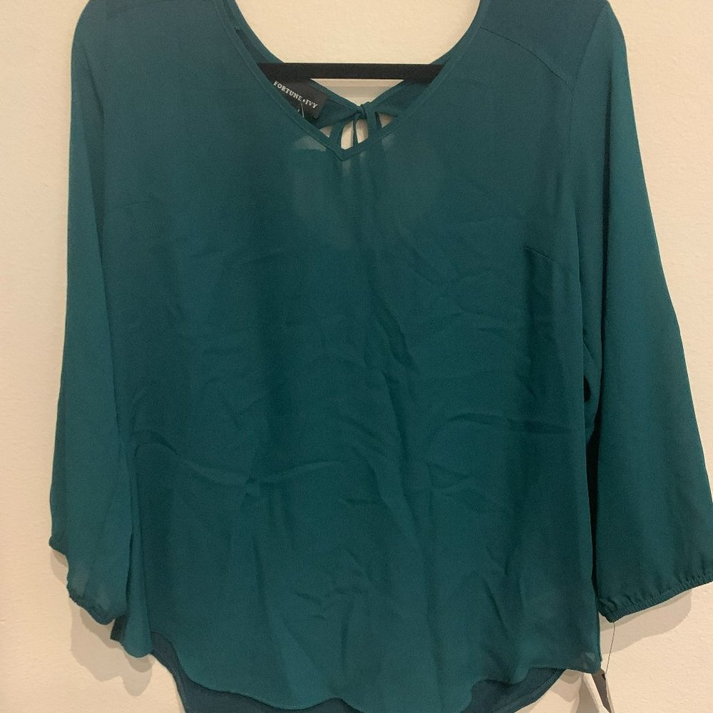 Jemma Tie Back Mixed Material Blouse